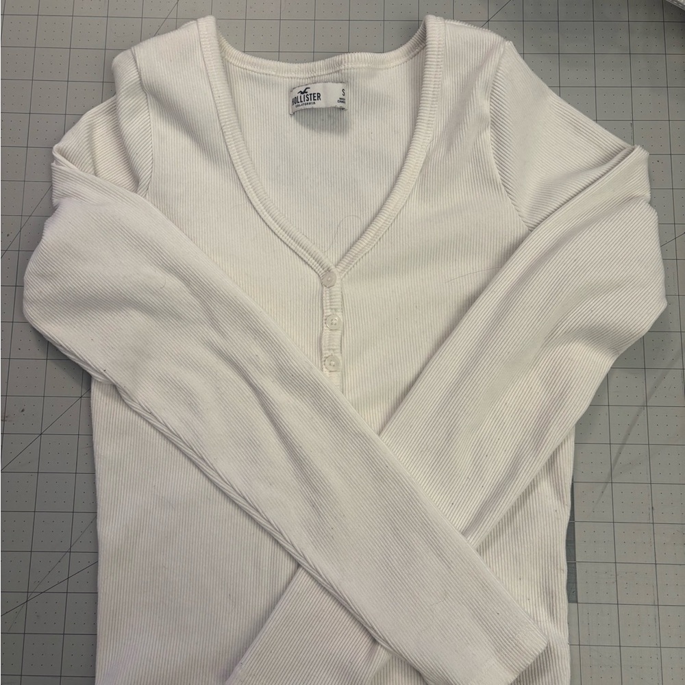Hollister Cream Ribbed Knit Top